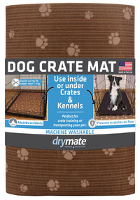 Drymate Dog Crate Mat Liner, Absorbs Urine, Waterproof, Non-Slip, Washable Puppy Pee Pad for Kennel Training - Use Under Pet Cage to Protect Floors, Thin Cut to Fit Design (USA Made) (Brown)(27