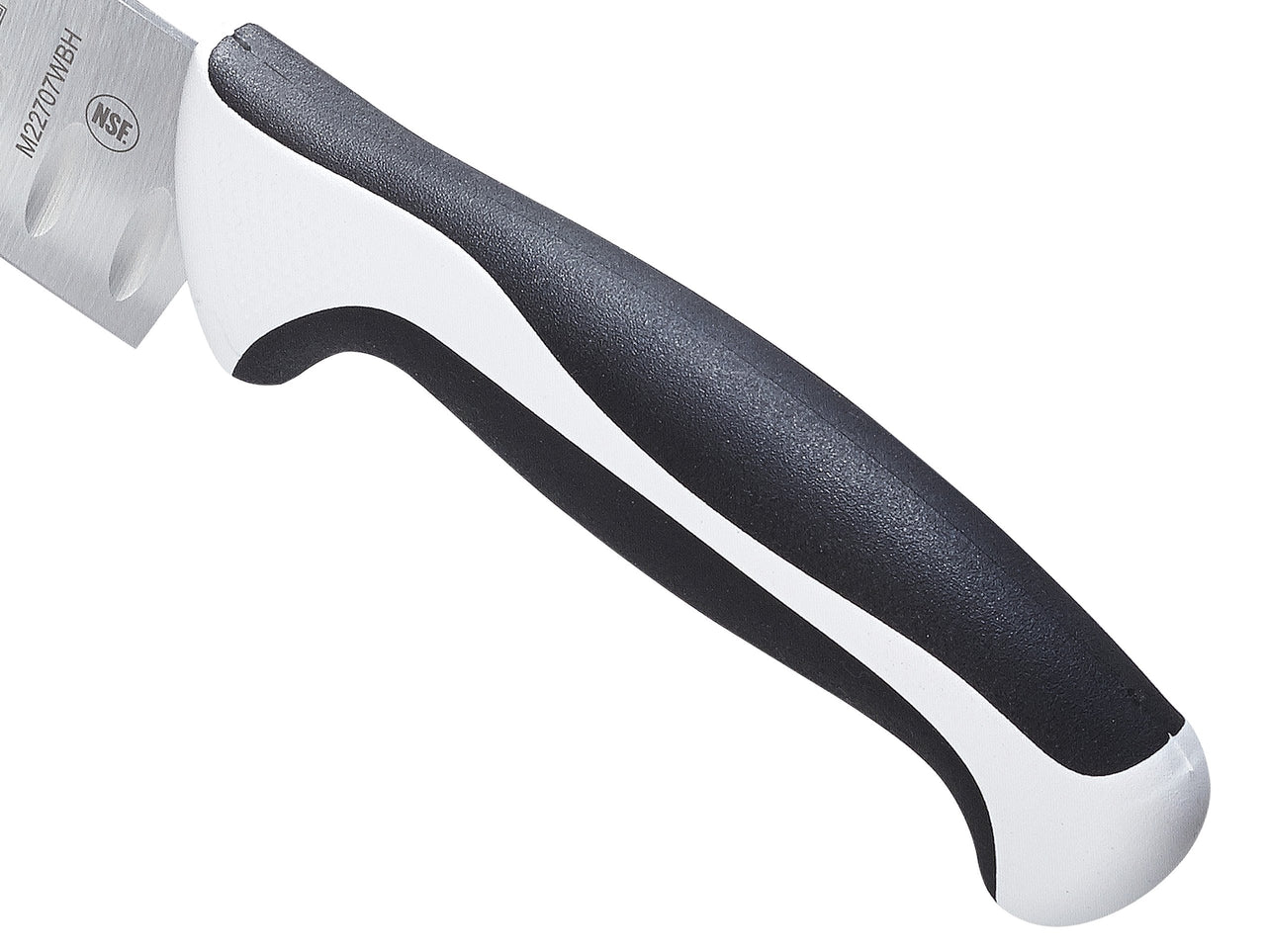 Mercer Culinary White Millennia Handle, 7" Santoku Knife (Granton Edge) Granton Edge Santoku Knife 7" Santoku Knife (Granton Edge)