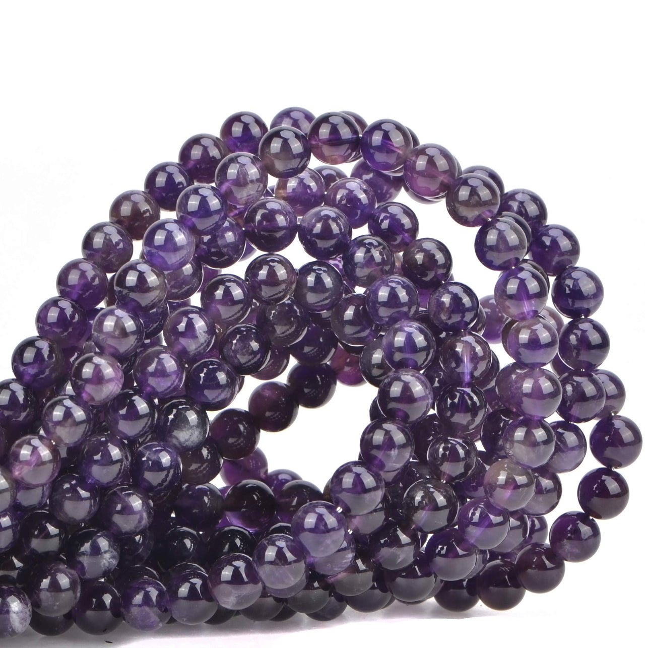 100Pcs Natural Crystal Beads Stone Gemstone Round Loose Energy Healing Beads with Free Crystal Stretch Cord for Jewelry Making (Amethyst, 6MM) Amethyst