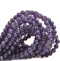 100Pcs Natural Crystal Beads Stone Gemstone Round Loose Energy Healing Beads with Free Crystal Stretch Cord for Jewelry Making (Amethyst, 6MM) Amethyst