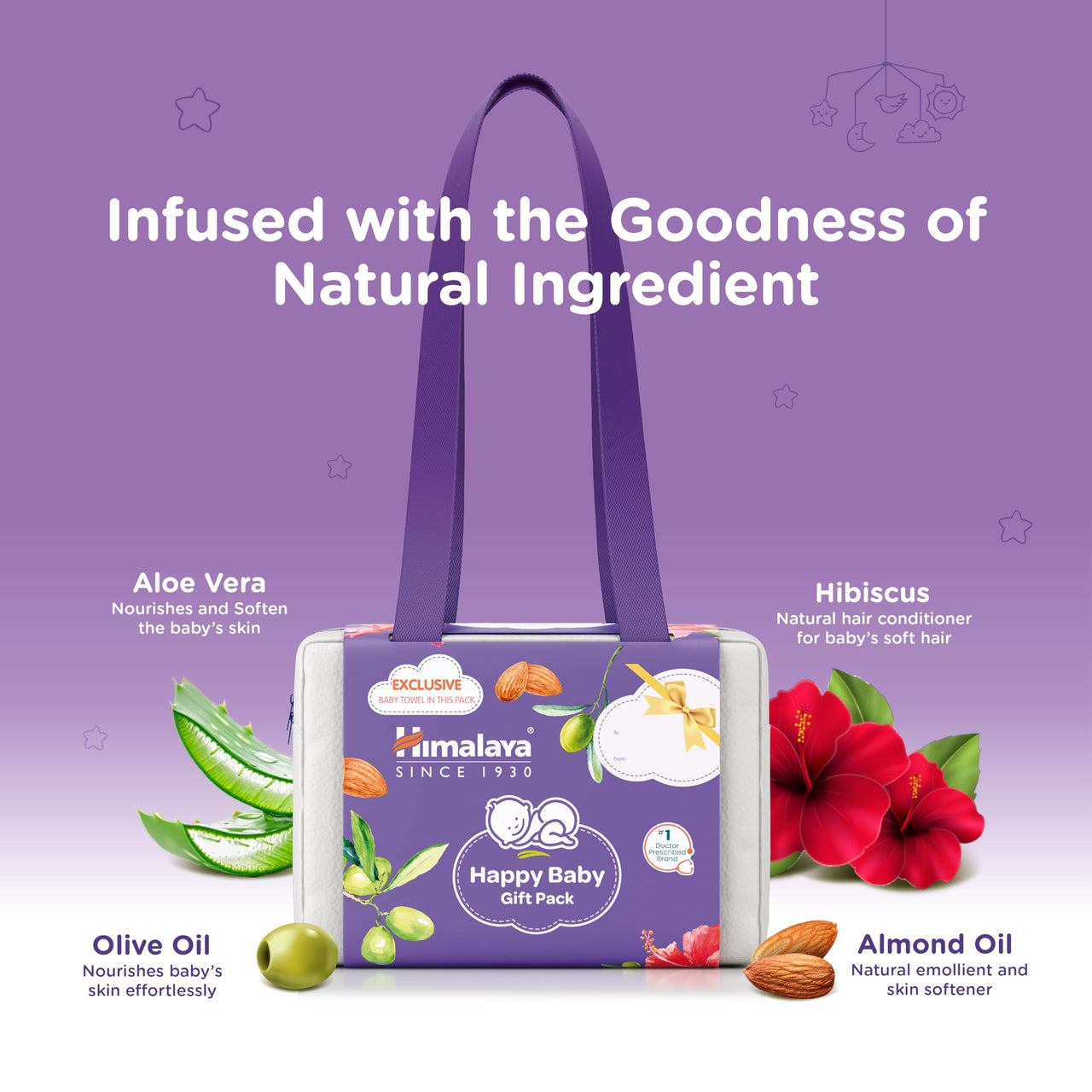 Himalaya Happy Baby Gift Pack with Maternity Bag - Pack of 13 with Free Towel & Powder Puff - Soap, Lotion, Powder, Oil, Wipes, Cream, Shampoo and Much More