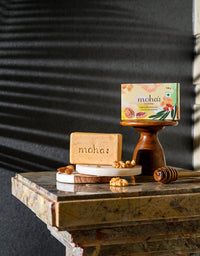 moha: Scrub Soap For Soft, Hydrate & Nourished Skin, Face With Walnut, Almond Oil & Honey Unisex Bathing Bar - 100gm (Pack of 6)