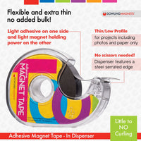 Adhesive Magnet Tape (1 roll - .75 inch wide x 25 feet long) in dispenser, extra thin, black/dark gray