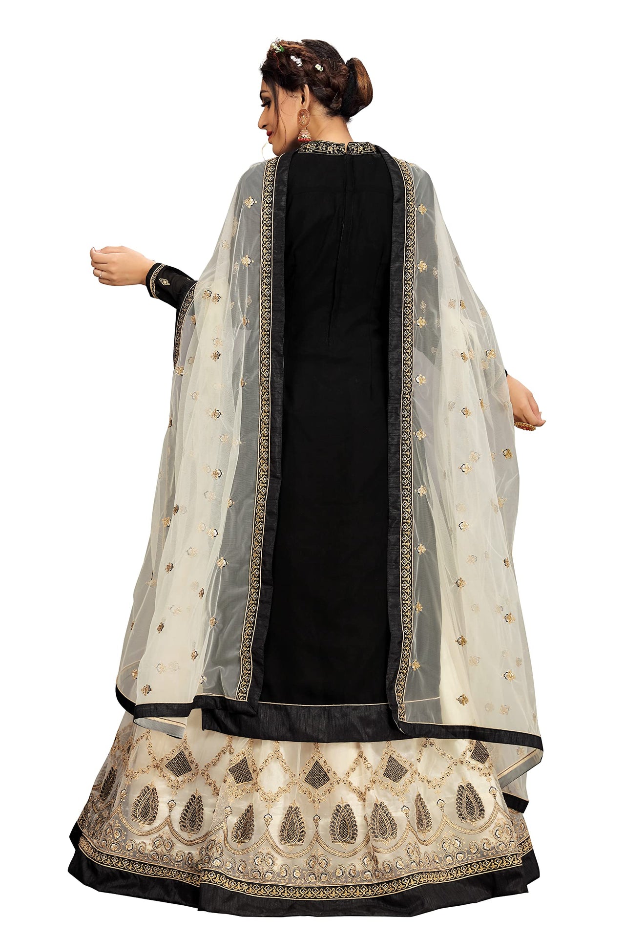 TRENDMALLS Women's  Georgette Embroidery Kurta Lehenga Suit Set Stitched