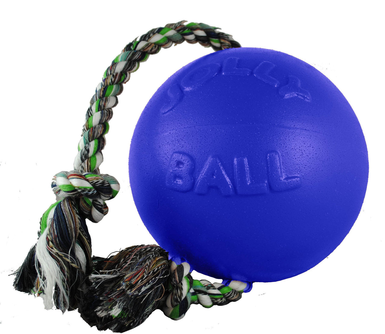 Jolly Pets Romp-n-Roll Rope and Ball Dog Toy, 4.5 Inches/Small, Blue (645 BL), for Small Breeds