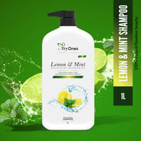 TryOnes Lemon mint Shampoo & Itchy & Flaky Scalp Reduces Dandruff from 1st wash | Moisturises Scalp | Provides Gentle Cleansing 1000 ml