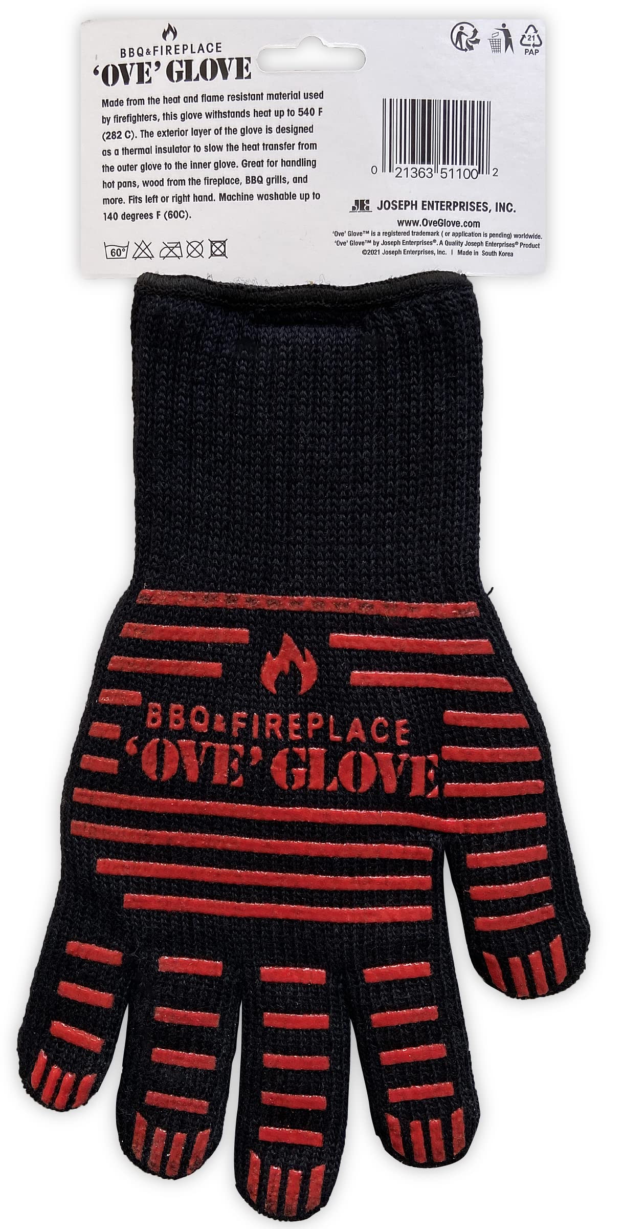 Ove Glove BBQ Superior Heat & Flame Protection- Extended Wrist for Additional Safety- Outdoor Cooking, Grilling, Barbeque Ove Glove, Pack of 1, Bbq