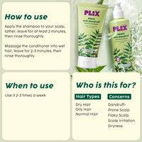 PLIX - THE PLANT FIX Neem Anti-Dandruff Advanced Kit | Shampoo (200ml), Conditioner (175ml) | Reduces Dandruff & Scalp Itching | Piractone Olamine & 3% Dandelix Pro™