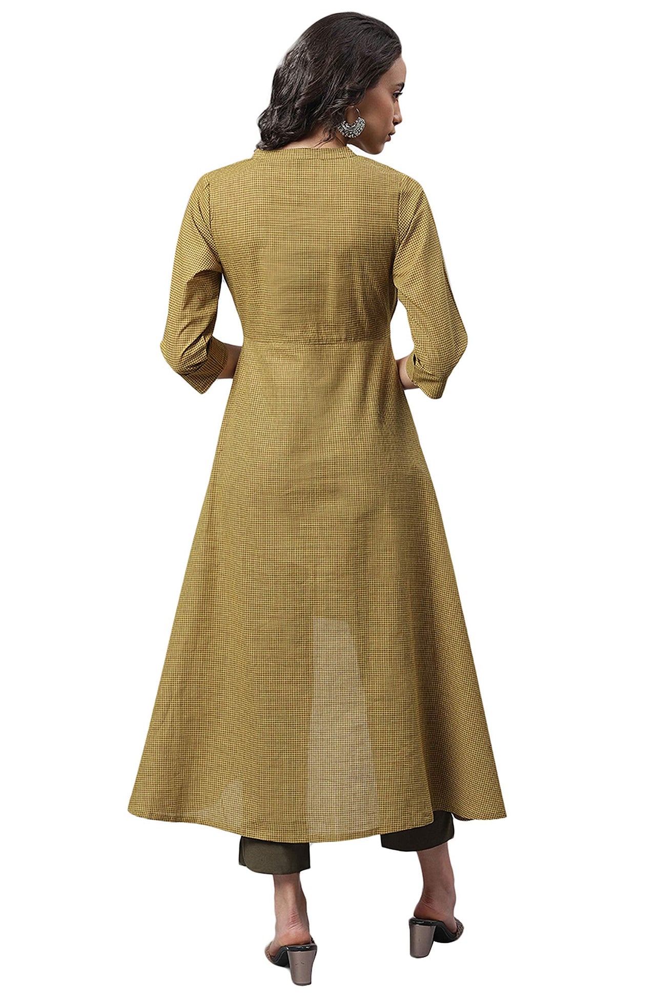 Janasya Women's  Green Cotton Kurta