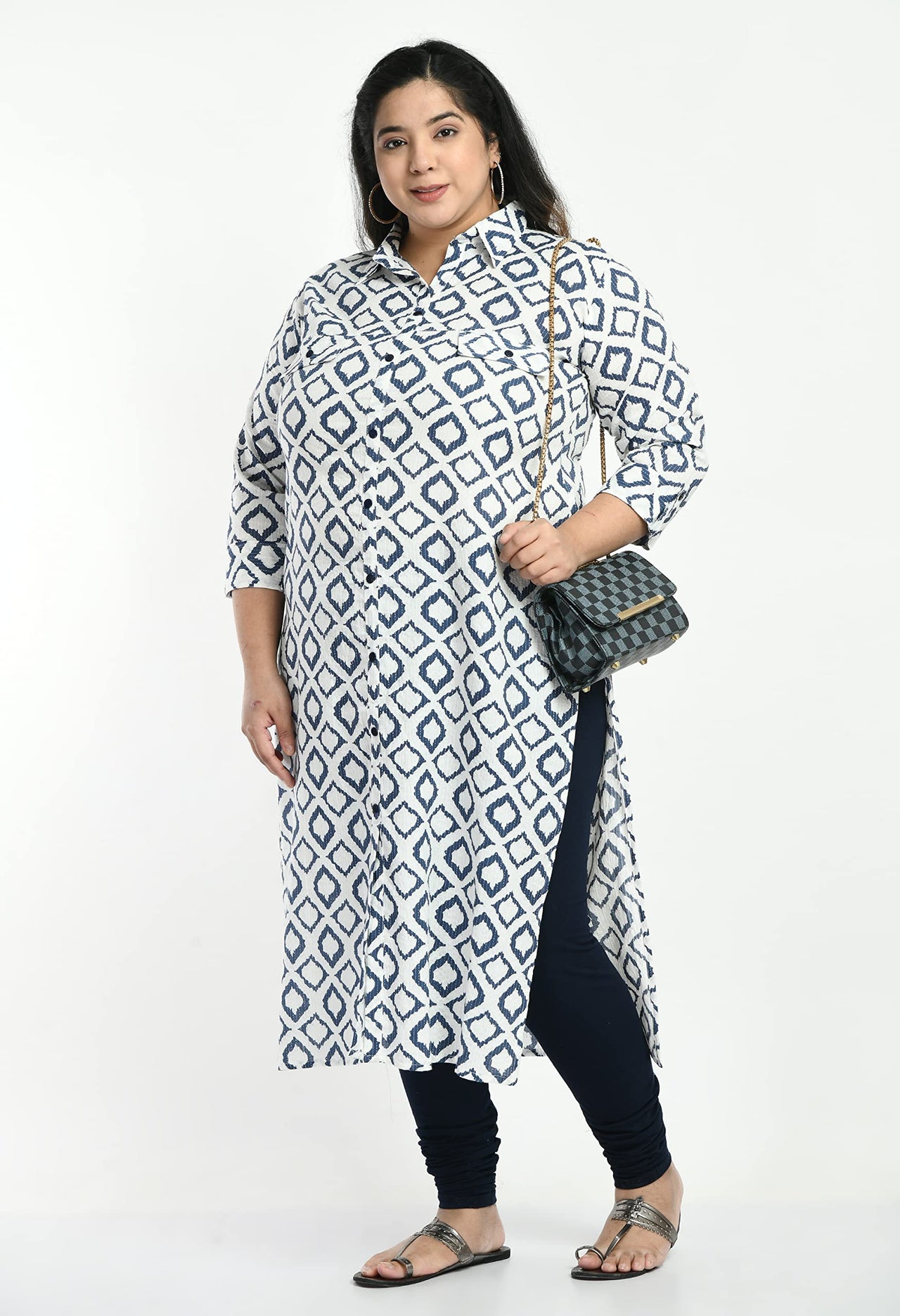 AnjuShree Choice Women Cotton Kurta 6XL White Blue