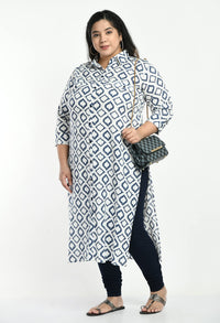 AnjuShree Choice Women Cotton Kurta 6XL White Blue