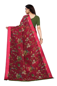 Tarshika Women's  Linen Blend Printed Saree With Blouse Piece(LINEN SAREE_NEW)