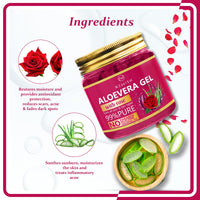 Newish 99% Pure Aloe Vera Gel with Rose for Face & Skin Care - 200 GM