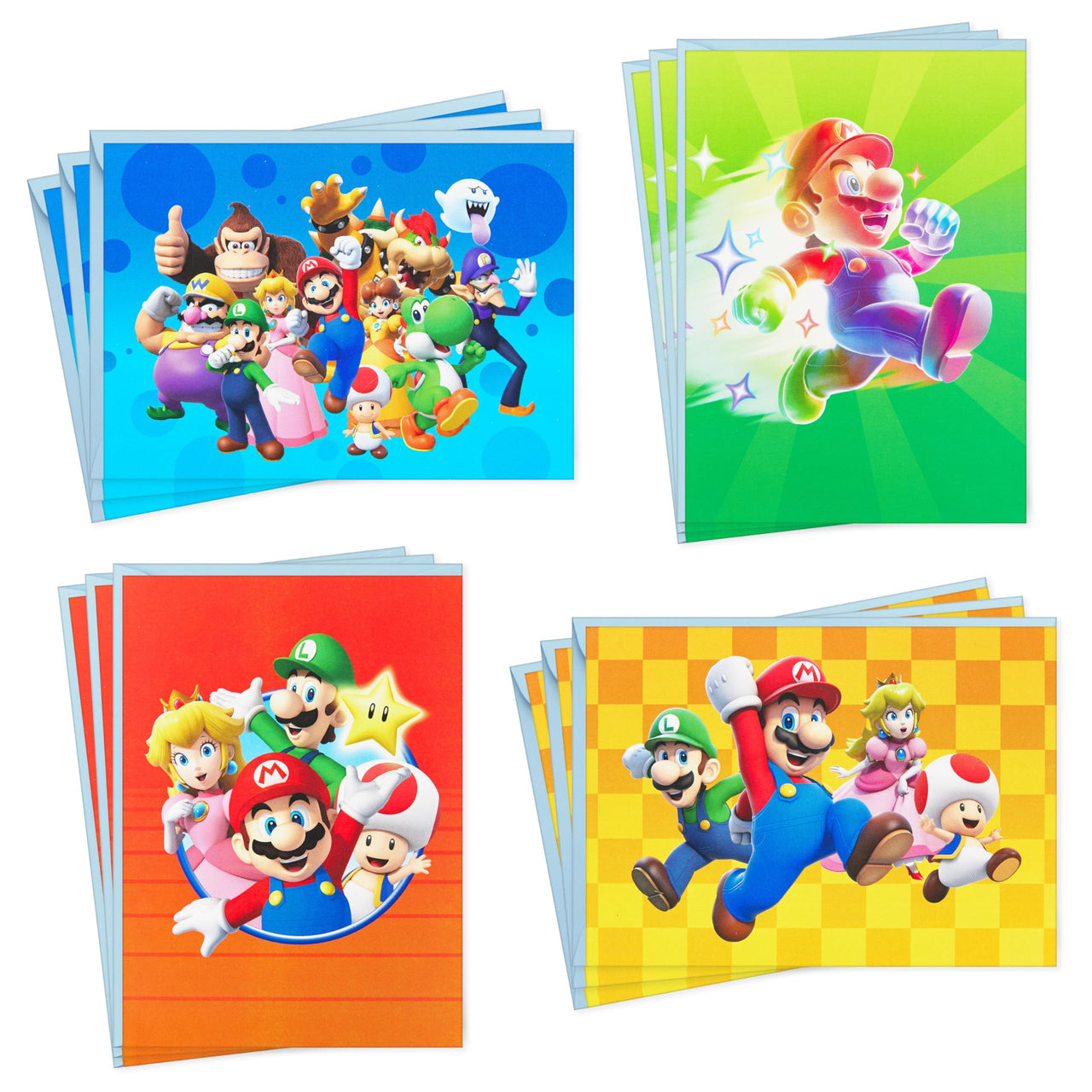Hallmark Nintendo Super Mario Bros. Card Assortment (12 Blank Cards with Envelopes) for Birthdays, Back to School, Any Occasion