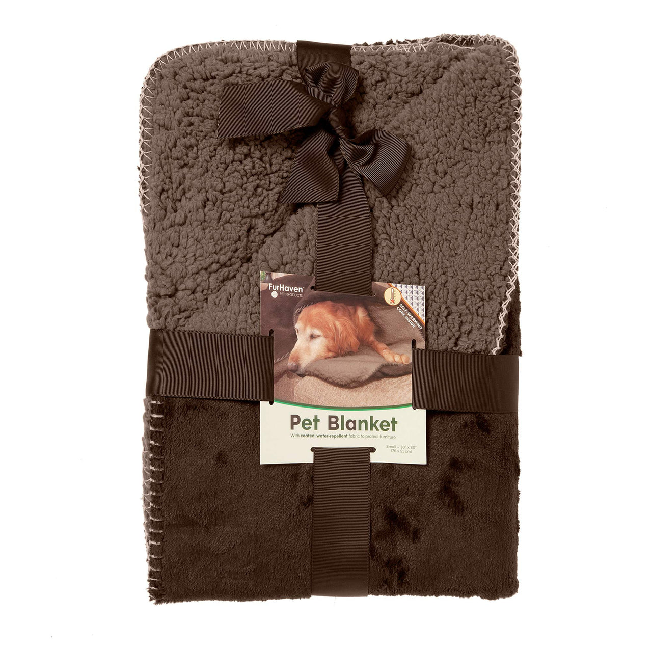 Furhaven Waterproof & Self-Warming Throw Blanket for Dogs & Indoor Cats, Washable & Reflects Body Heat - Terry & Sherpa Dog Blanket - Espresso, Small Blanket - Terry & Sherpa (Espresso) 30.0"L x 20.0"W x 0.5"Th Self-Warming & Waterproof