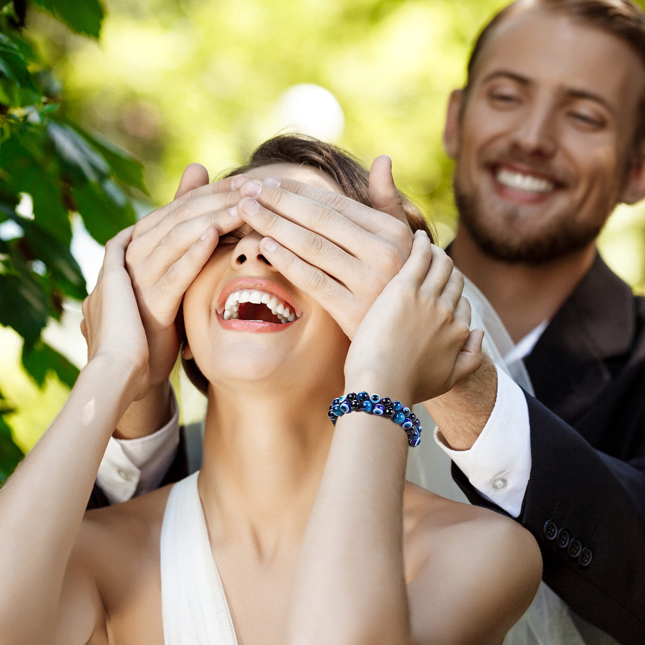 Triple Protection Bracelet 8MM Blue Tiger Eye Evil Eye Black Onyx Stone Bracelet Healing Crystal Natural Stone Beads Bracelet for Men Women Bring Prosperity Luck 8mm Blue Tiger Eye/Demon's  Eye/Black Onyx