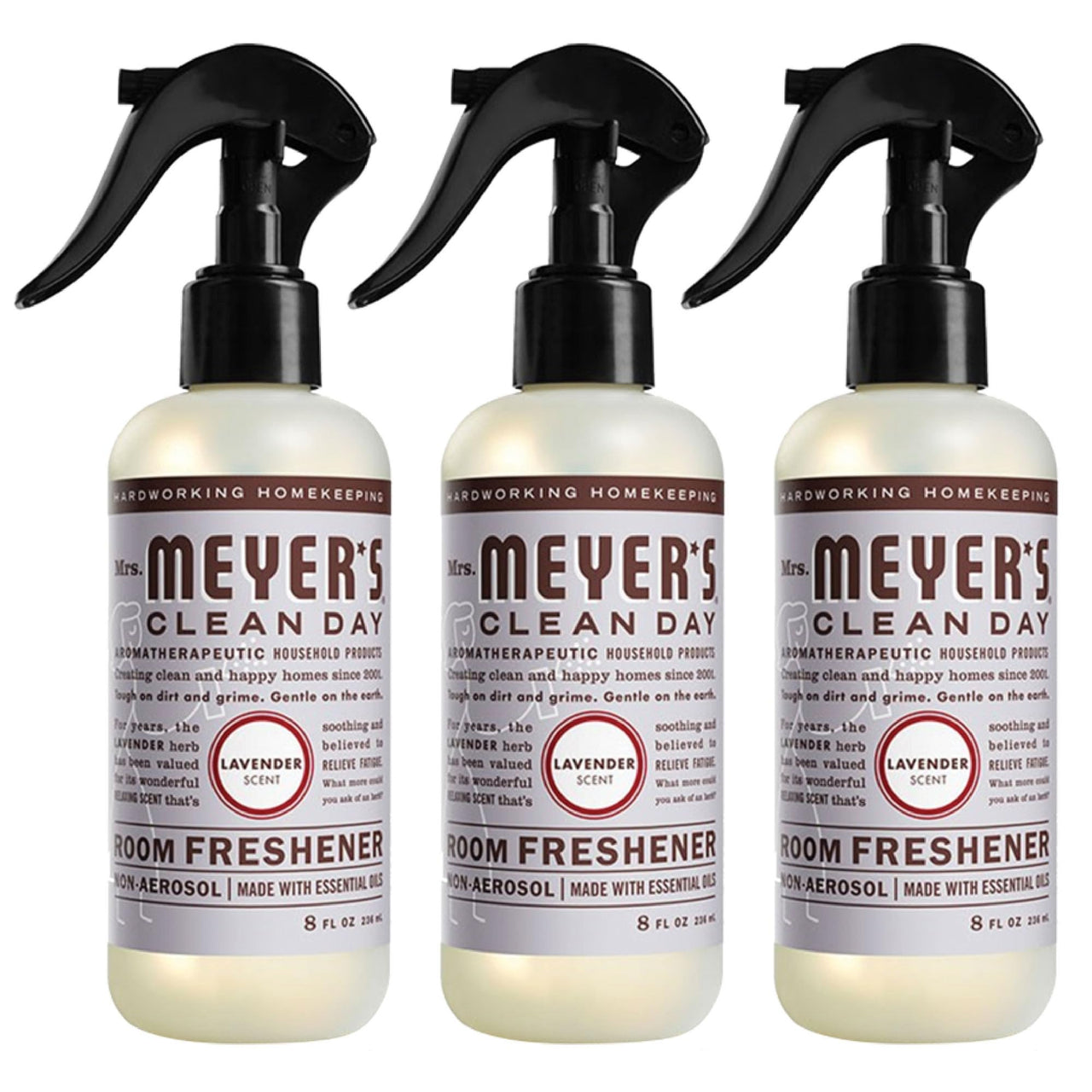 MRS. MEYER's CLEAN DAY Room and Air Freshener Spray, Non-Aerosol Spray Bottle Infused with Essential Oils, Lemon Verbena, 8 fl. oz - Pack of 3 8 Fl Oz (Pack of 3)