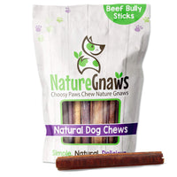 Nature Gnaws Bully Sticks for Large Dogs - Premium Natural Beef Bones - Thick Long Lasting Dog Chew Treats for Aggressive Chewers - Rawhide Free - 6 Inch (3 Count) 6 Inch 3 Count