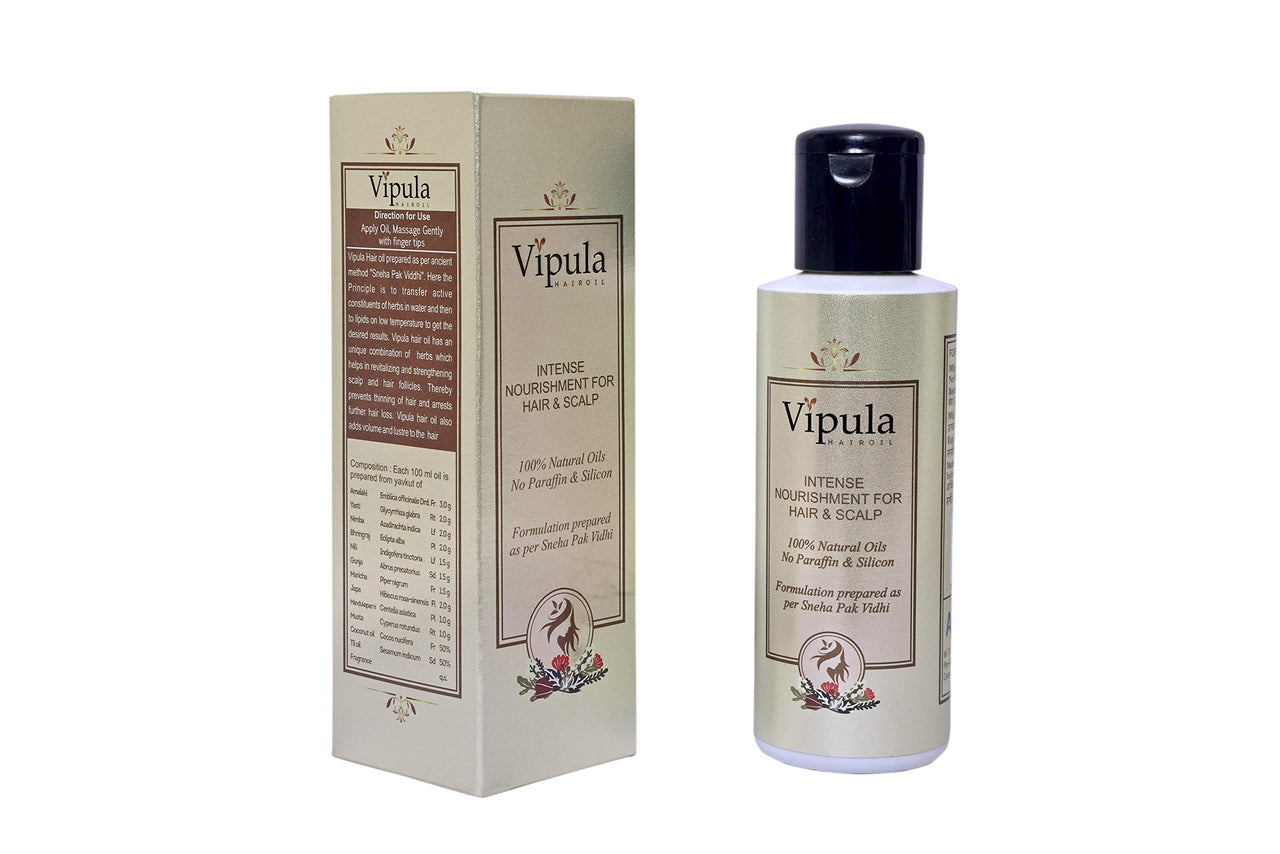 Vipula Ayurvedic Herbal Hair Oil for Stronger Longer and Thicker Hair, Enriched with Coconut, Amla & Bhringraj for Stronger, 100% Natural Oil for 2x faster Hair Growth - 2x100ml