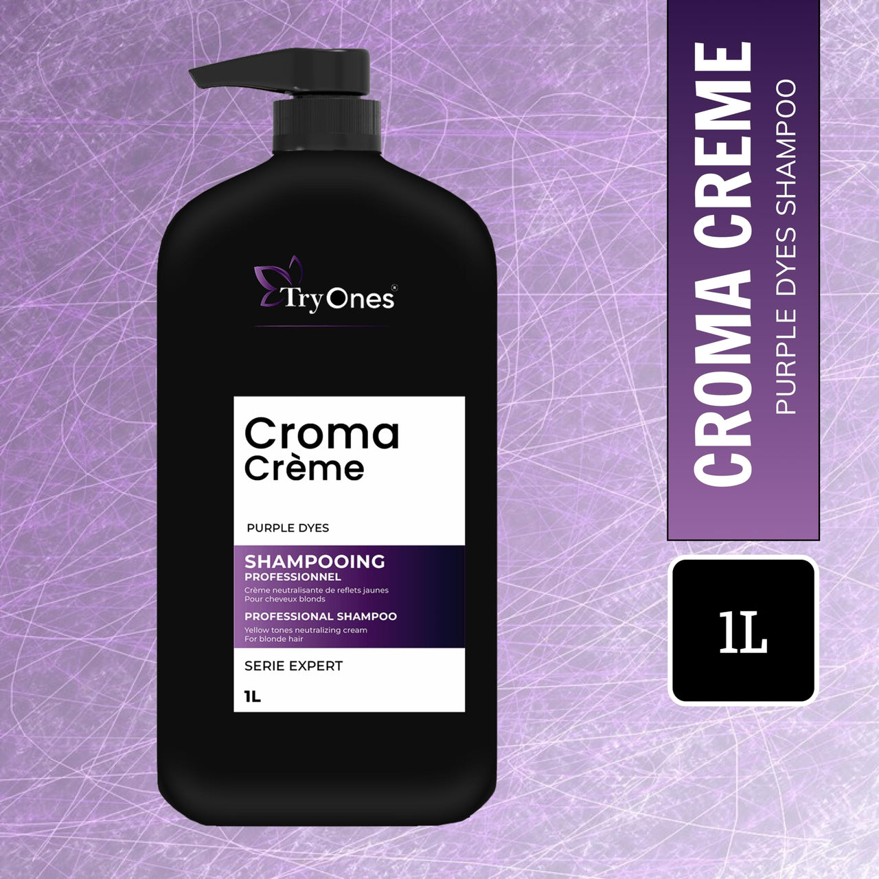 Tryones Croma Creme Purple Expert Shampoo Intensive Hair Growth Therapy | Anti Hairfall Shampoo that Maintains Shine 1000 ml