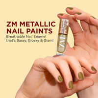 ZM Zayn & Myza Breathable Nail Enamel With Raspberry & Almond Oil, Bold Gold 7ml