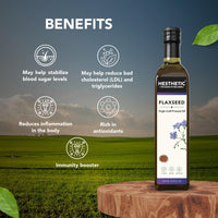HESTHETIC Virgin Cold Pressed Flaxseed (Alsi) Oil | 100% Pure & Natural - 250 ml | Glass Bottle
