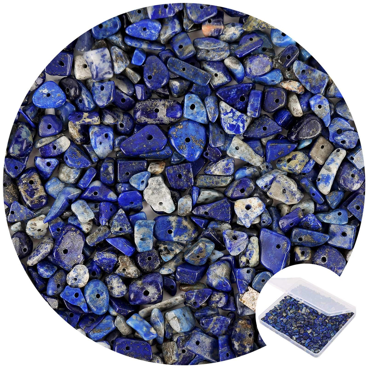 456 PCs Natural Chip Stone Beads, 5-8mm Irregular Multicolor Gemstones Loose Crystal Healing Lapis Lazuli Rocks with Hole for Jewelry Making DIY Crafts