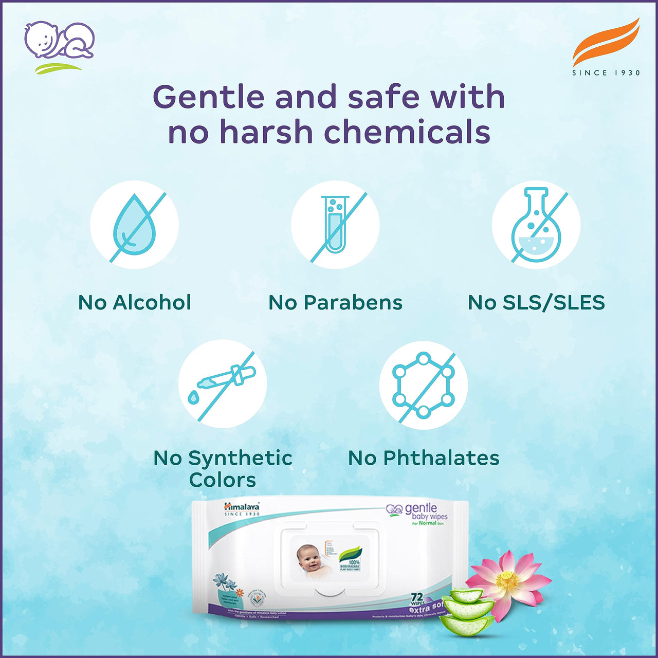 Himalaya gentle Baby Wipes (72 Wipes, Pack of 2)