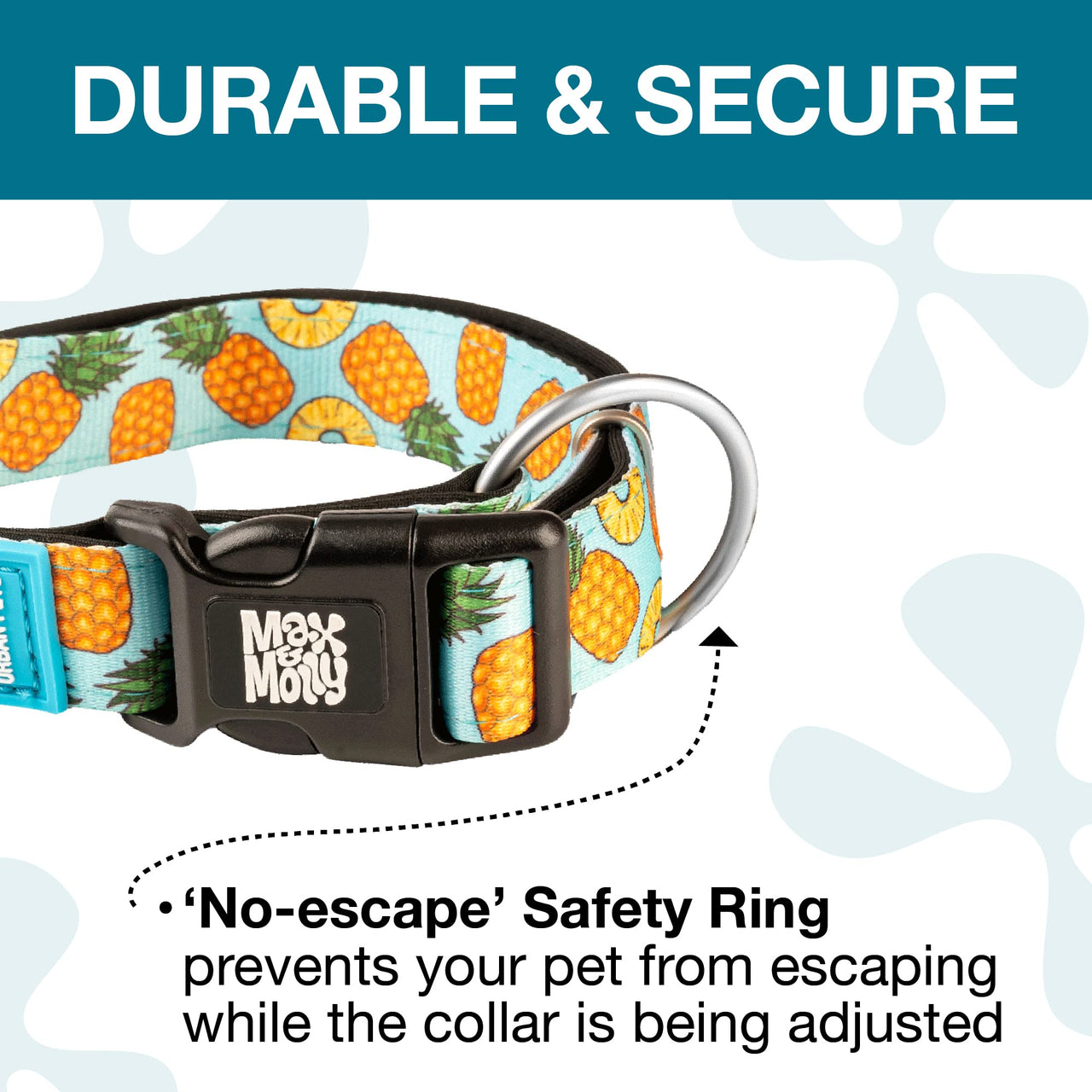 Max & Molly Soft Padded Neoprene Dog Collar w/Smart ID Gotcha! QR Pet Safety Tag, Durable, Waterproof, Anti-Stink, Machine Washable Collar for Dogs, Sweet Pineapples Pattern, L Sweet Pineapple L (15-25")