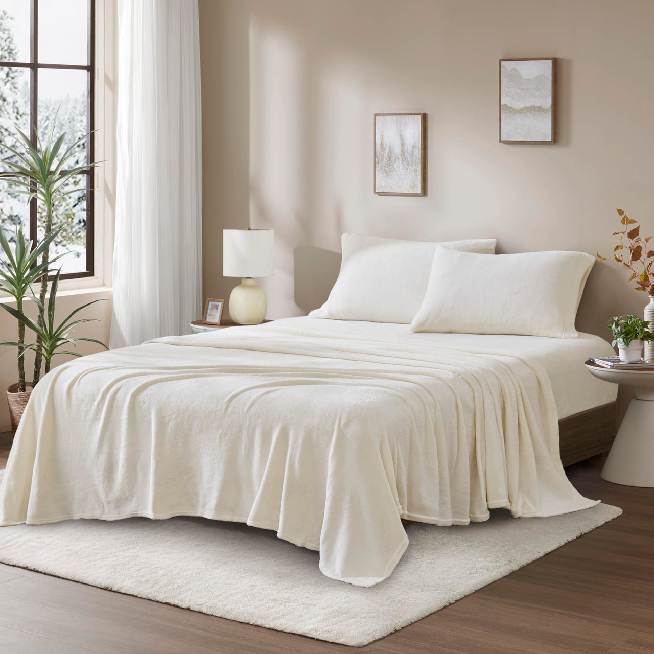 Sleep Philosophy True North Fleece Sheet Set Full, Solid Color, Warm & Plush Sheets Soft Fleece Bedding Full Size Sheets, Fitted Pocket Fits Up to 16" Mattress, Soloft, Full Burgundy 4 Piece