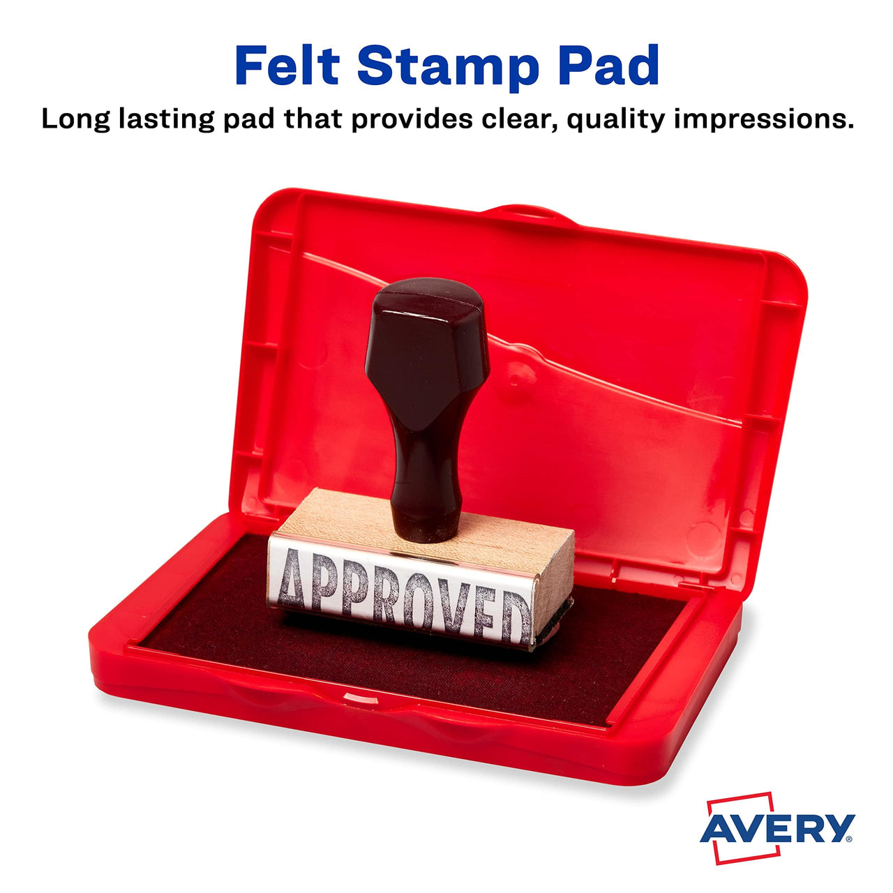 Avery Carter's  Felt Red Stamp Pad, 2.75 x 4.25 Inch Ink Pad (21071)