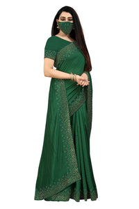 PUNYATHA CREATION Women's  & Girl's  Chanderi Chanderi Saree With Blouse Piece