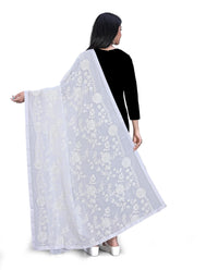 AKSHAR LLC Women's  Embroidered Chiffon Dupatta