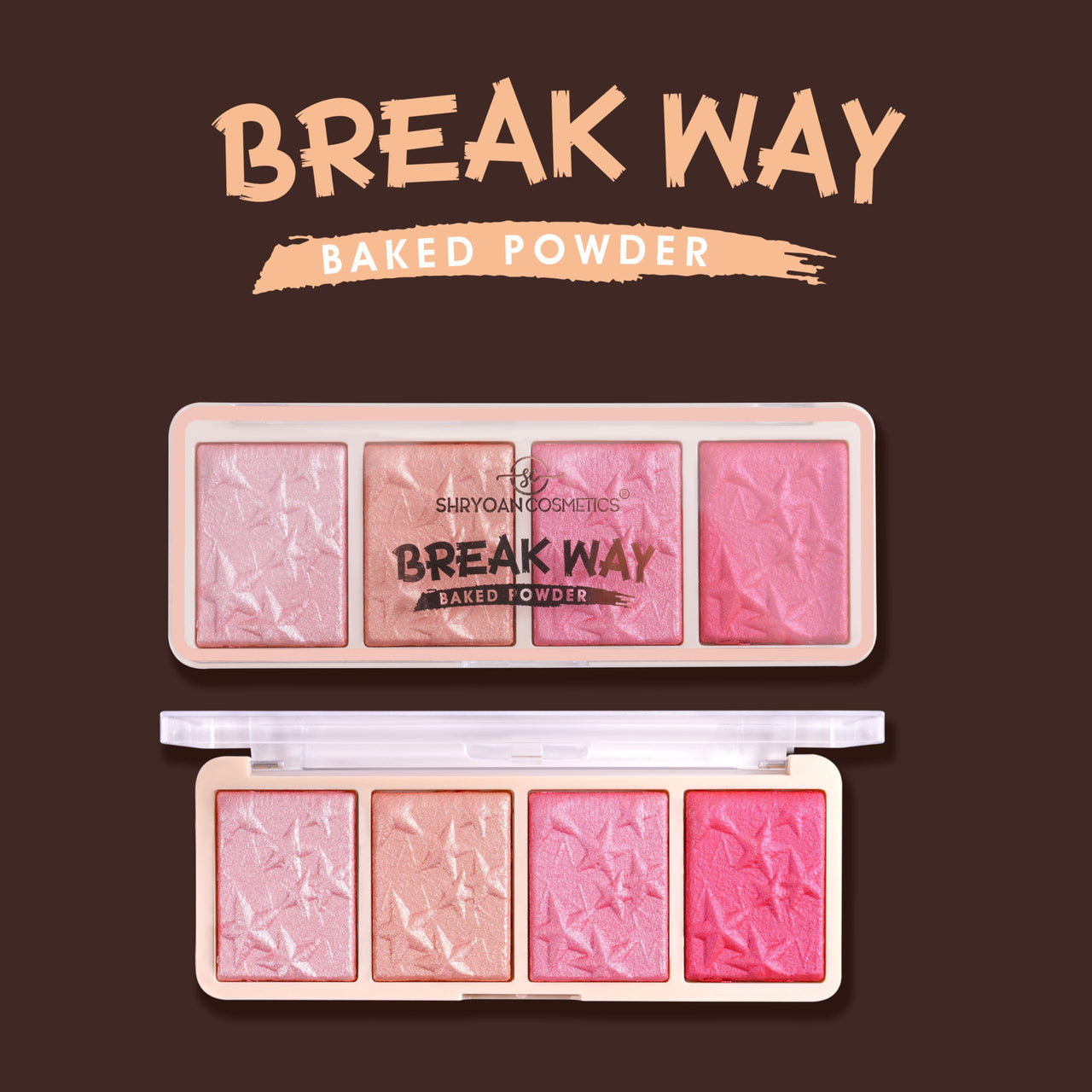 Shryoan Break Way Baked Powder Palette| Multicolor Highlighter Palette for Makeup, Highly Pigmented, Easy-To-Blend, Vegan & Cruelty-Free Makeup Palette (16g)