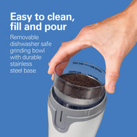 Hamilton Beach Fresh Grind Electric Coffee Grinder for Beans, Spices and More, Stainless Steel Blades, Removable Chamber, Makes up to 12 Cups, White