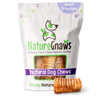 Nature Gnaws Beef Trachea for Dogs - Premium Natural Beef Bones - Simple Single Ingredient Crunchy Dog Chew Treats - Rawhide Free 12 Count (Pack of 1)