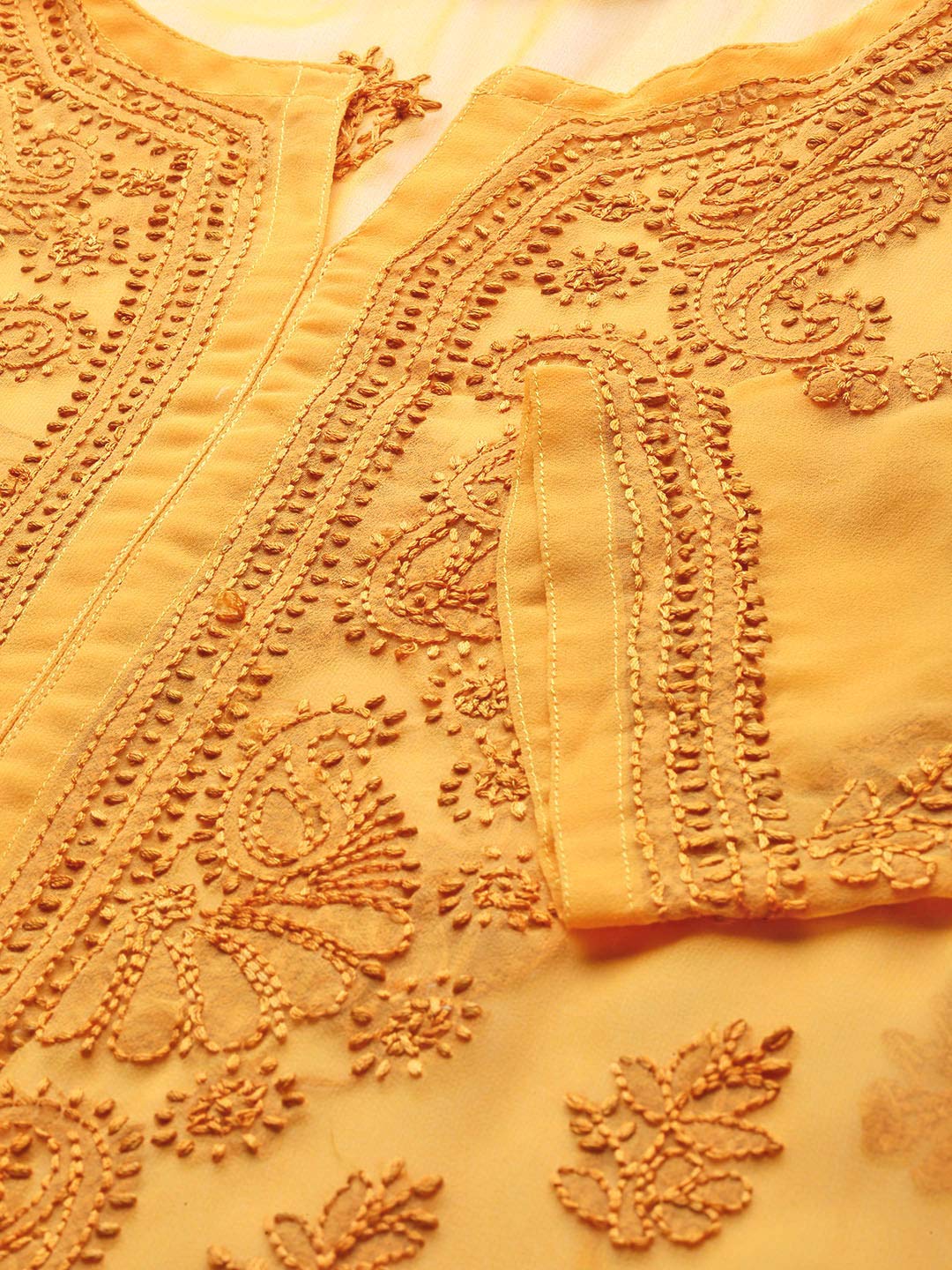 Ada Lucknowi Hand Embroidered Chikankari Women's  Georgette Kurta Kurti with Slip