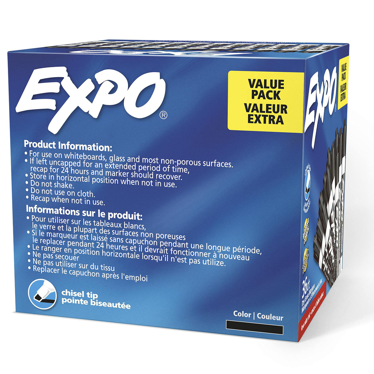 EXPO White Board Dry Erase Markers, Chisel Tip - Perfect Dry Erase Board Markers, Whiteboard Markers, Low-Odor, Black, Pack of 36 1 Count (Pack of 36)