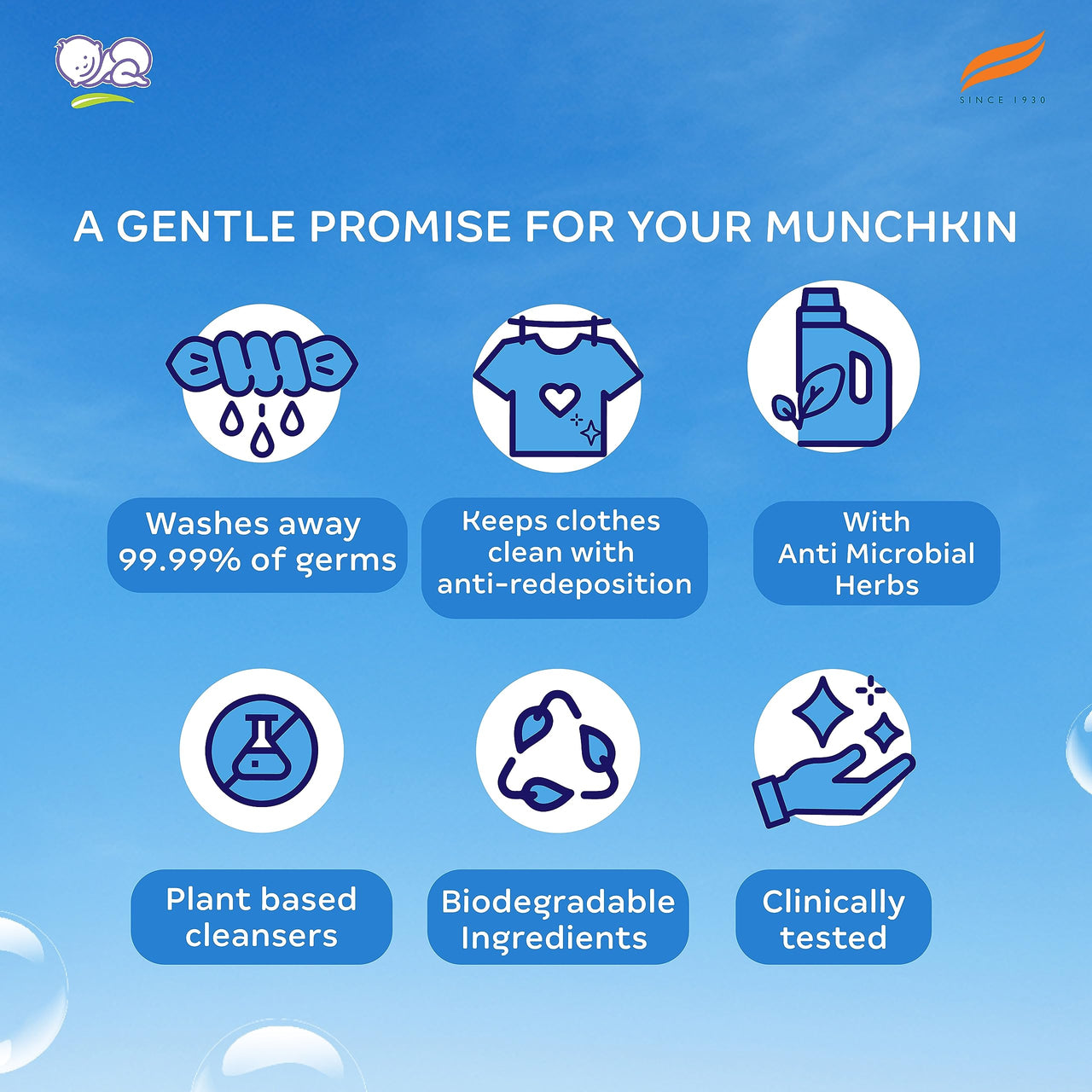 Himalaya Germ Free Baby Laundry Wash 1 L Bottle & Germ Free Baby Laundry Wash Liquid, 1 L Pouch, White, (7004801)