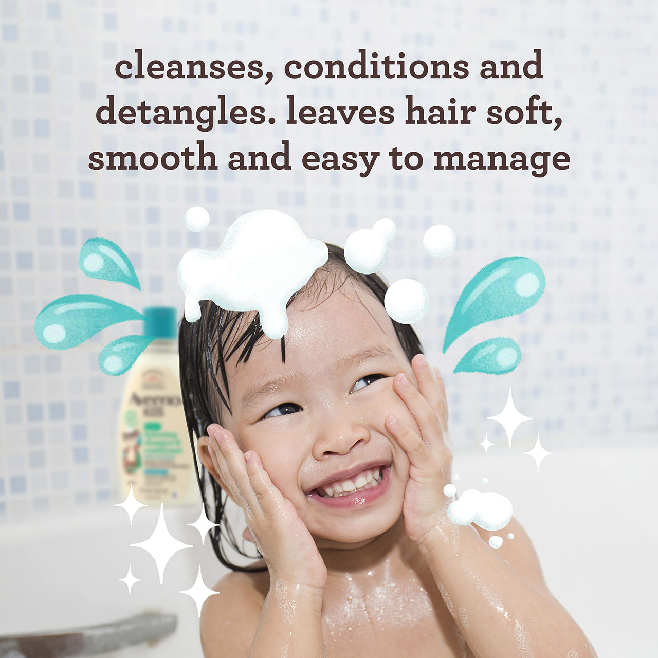 Aveeno Baby Kids 2-In-1 Hydrating Shampoo & Conditioner, Gently Cleanses, Conditions & Detangles Kids Hair, Formulated With Oat Extract, For Sensitive Skin & Scalp, Hypoallergenic, 12 Fl. Oz (354Ml)