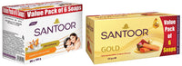 Santoor Gold Soap With Saffron, Sandal & Sakura Extracts, 125G (Pack Of 6) And Sandal & Almond Milk Soap, 150 G (Pack Of 6)