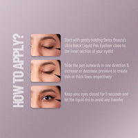 Swiss Beauty Ultra Black Liquid Pen Eyeliner Shimmery Finish Waterproof And Smudge Proof Eye Makeup, 0.8Ml