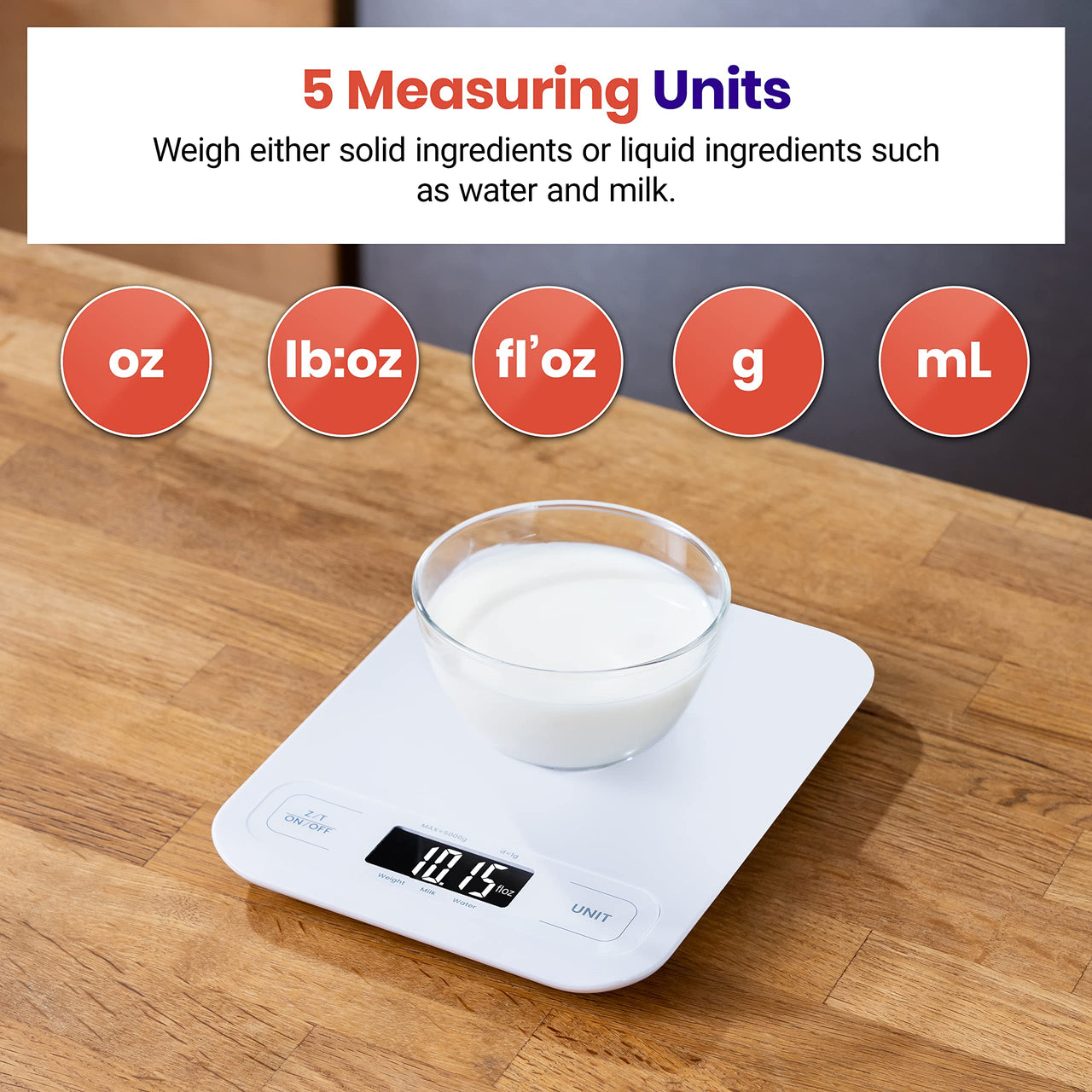 Etekcity Food Kitchen Scale, Digital Mechanical Weighing Scale, Grams and Ounces for Weight Loss, Baking, Cooking, White
