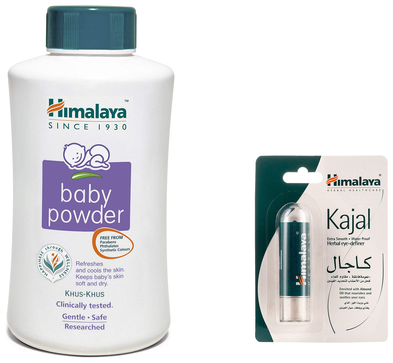 Himalaya Baby Powder, 700g & Herbals Kajal, Black, 2.7g