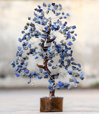 Lapis Lazuli Chakra Tree of Life - Crystal Tree for Positive Energy, Feng Shui Decor - Gemstone Money Bonsai Tree, Good Luck Healing Crystals - Blue Meditation Stones, Spiritual Unique Gift 10-12