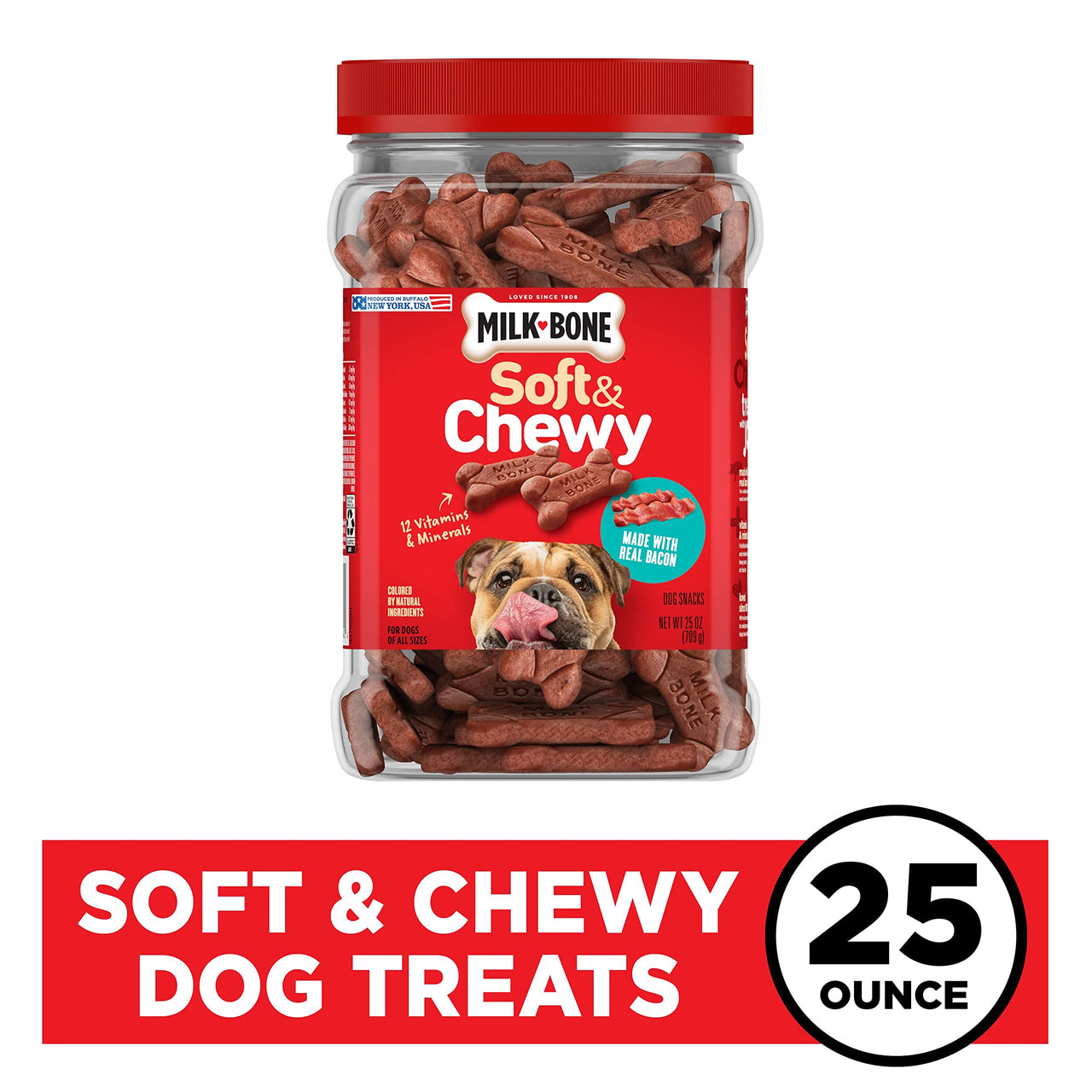 Milk-Bone Soft & Chewy Dog Treats Made with Real Bacon, 25 Ounce 25 Ounce (Pack of 1)