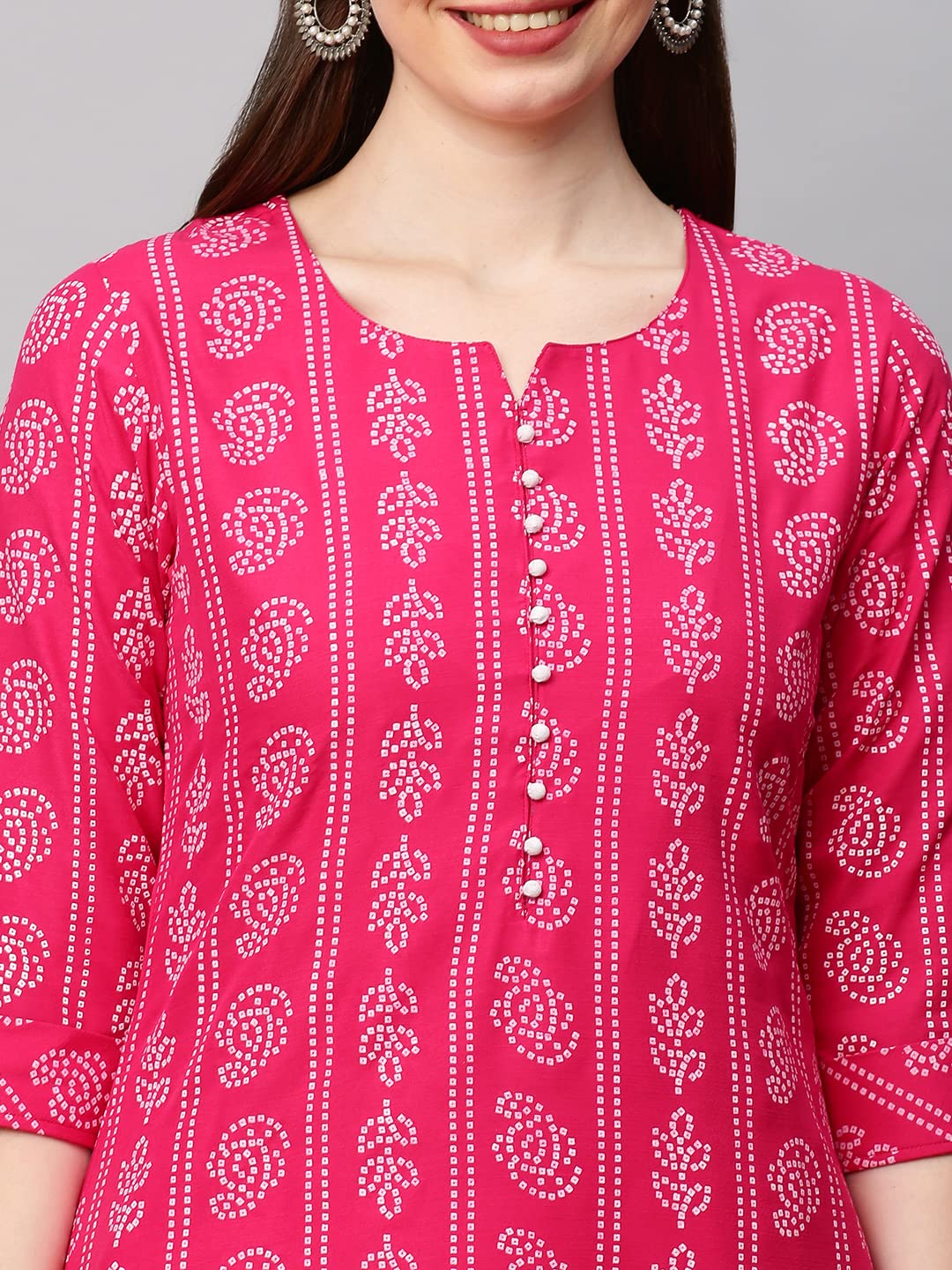 GoSriKi Women's  Cotton Blend Printed Straight Kurta