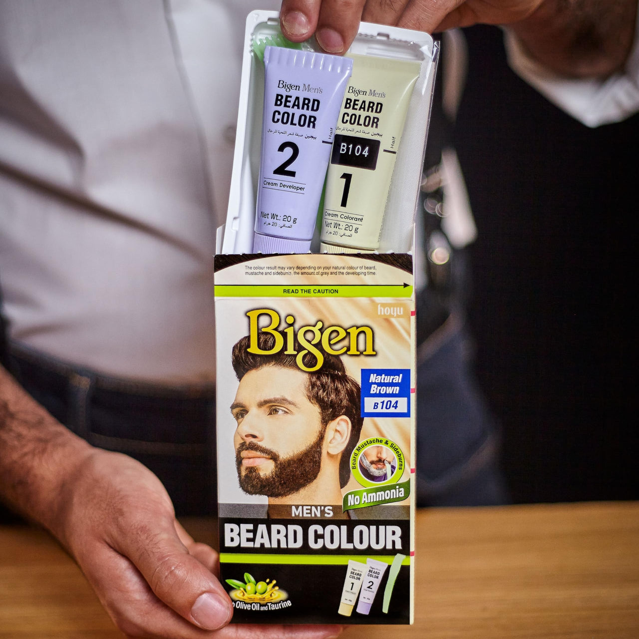 Bigen Men's  Beard Color, 40g - Brownish Black B102 (Pack of 1)