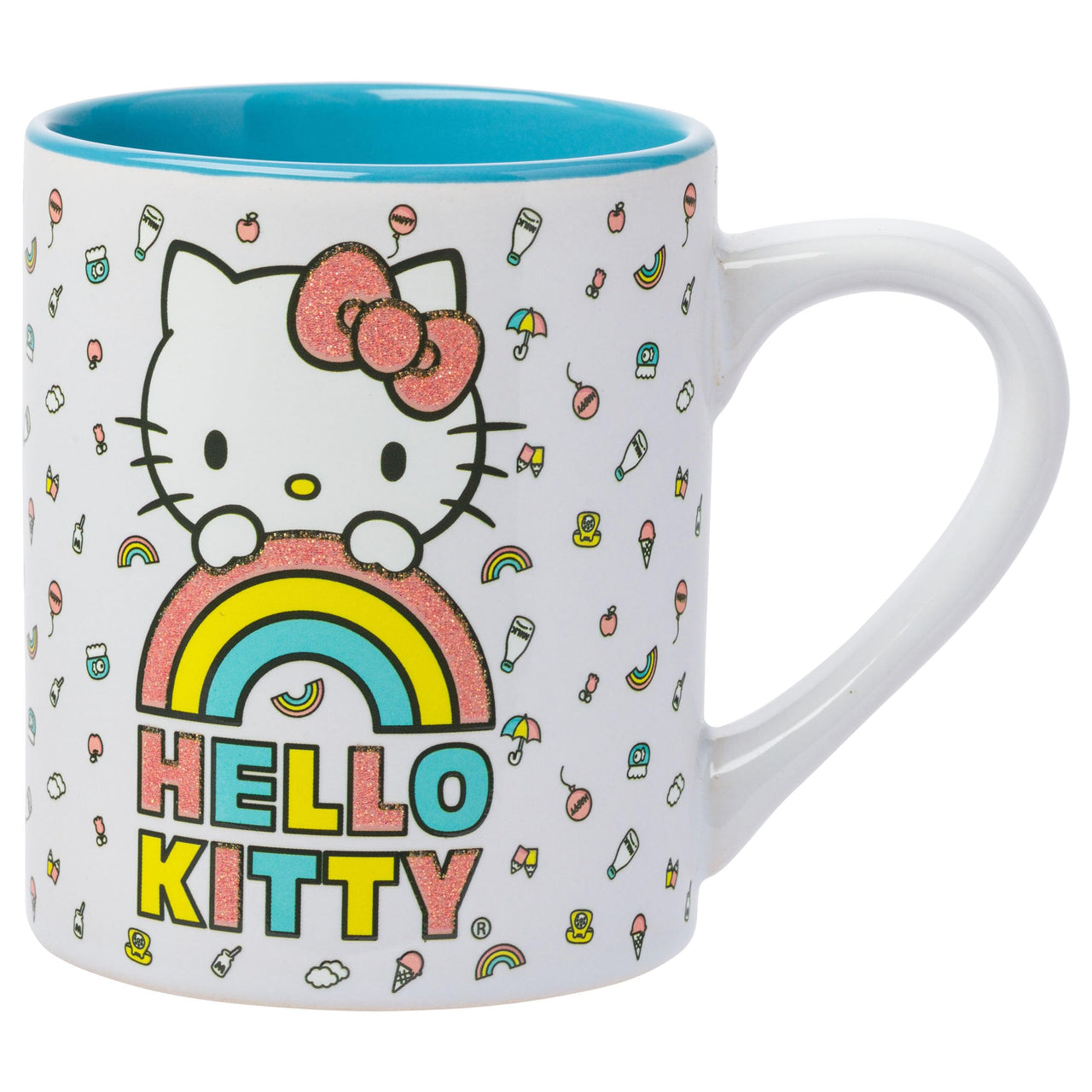 Silver Buffalo Sanrio Hello Kitty Rainbow Glitter Ceramic Mug, 14 Ounces Hello Kitty Pastel