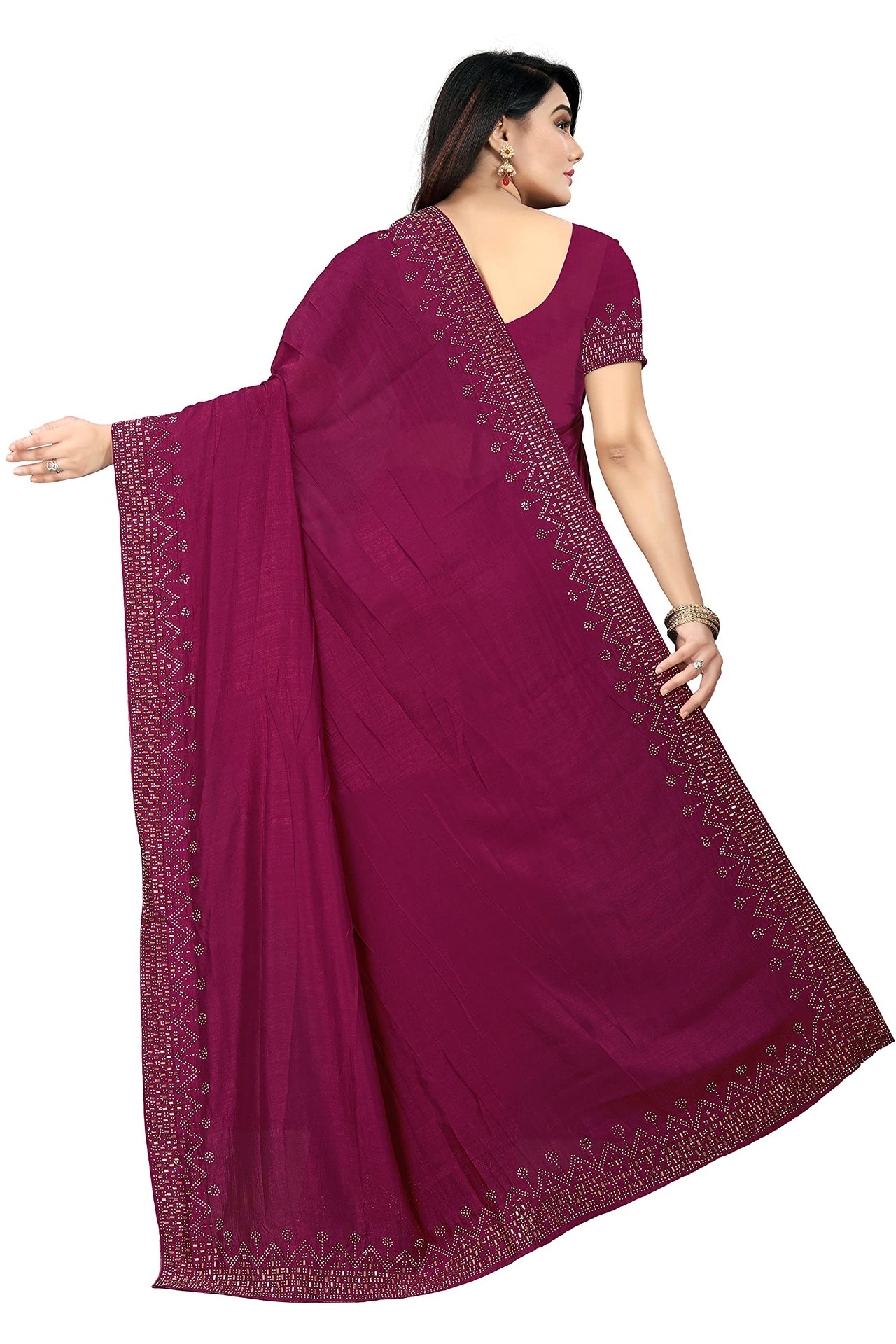 PUNYATHA CREATION Women's  & Girl's  Chanderi Chanderi Saree With Blouse Piece